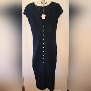 FREE PEOPLE Solid cotton midi dress black size L